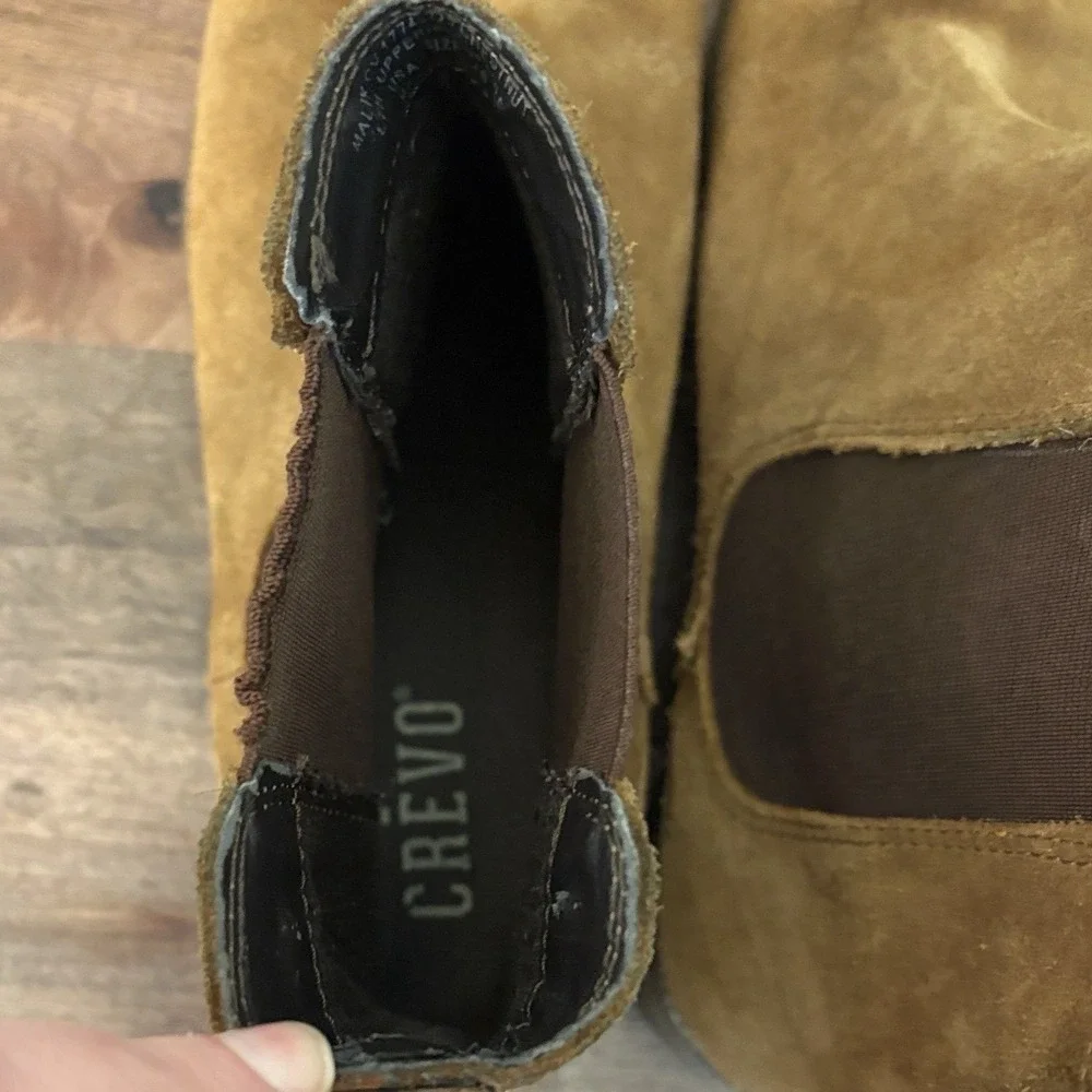 Crevo Chelsea Boots Suede Leather Chestnut Brown Slip‑On Ankle‎ Boot Mens 10M